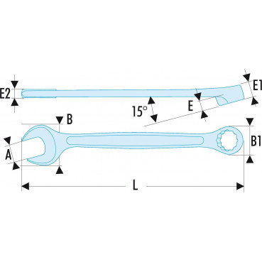 Clé plate mixte 12mm Facom - outil version SLS - longueur 162mm | 440.12SLS