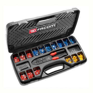 Coffret de cosses électriques avec pince - assortiment de cosses isolées a sertir - compatible automobile et 220 Volts - coffret Facom pour électricien | 449.Z3A