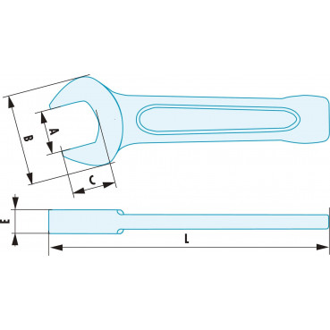 Clé plate 60mm Facom (fourche) à frapper ADF - longueur 315mm outillage Facom antidéflagrant, antimagnétique | 49.60SR