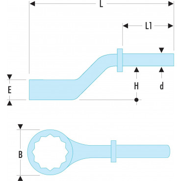 Clé polygonale contrecoudée « gros efforts » - outil version SLS - 36mm - diamètre 21.5mm - longueur 245mm Facom | 54A.36SLS