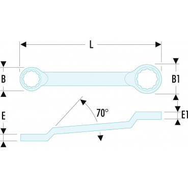 Clé polygonale contrecoudée - 12 x 13mm - longueur 218mm Facom | 55A.12X13