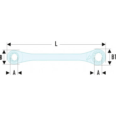 Clé polygonale à cliquet droite multi-ouvertures - 8 x 10 - 12 x 13mm - longueur 150mm Facom | 64C.S1