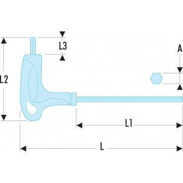 Clé mâle, allen, BTR - poignée en "P" 6 pans tête sphérique - 4mm - longueur 183mm Facom | 84TZSA.4