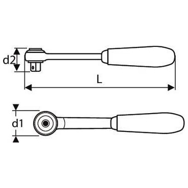 Cliquet parcmètre à verrouillage 1/4" manche métal - longueur 140mm "Expert by Facom" | E030508