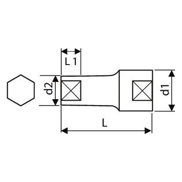 douille longue 3/8" - 6 pans - 8mm - longueur 45.5mm "Expert by Facom" | E031503