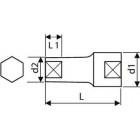 Image du produit : douille longue 3/8" - 6 pans - 12mm - longueur 45.5mm "Expert by Facom" | E031507