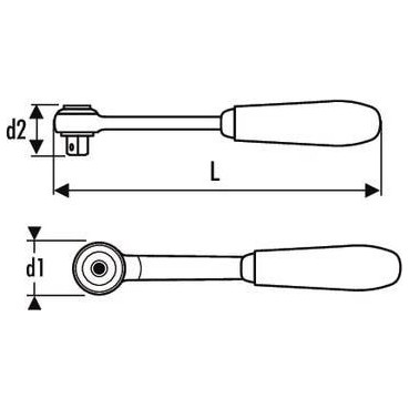 Cliquet manche articulé 1/2" - longueur 437mm "Expert by Facom" | E032803