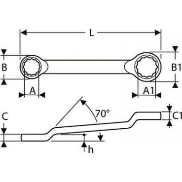 Clé polygonale contrecoudée - 6mm - longueur 170mm "Expert by Facom" | E113321