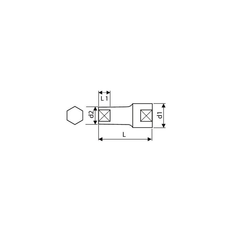 Douille 1/4 longue 6 pans 4mm - E113751