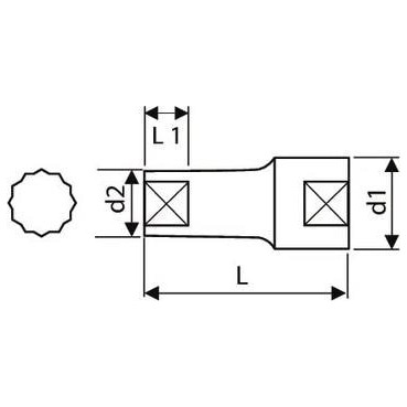 douille longue 1/2" - 12 pans - 12mm - longueur 79mm "Expert by Facom" | E117278