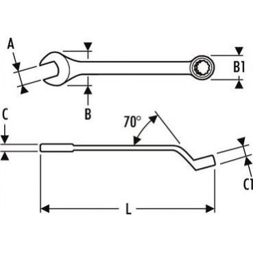 Clé plate mixte 14mm contrecoudée - longueur 210mm "Expert by Facom" | E117728