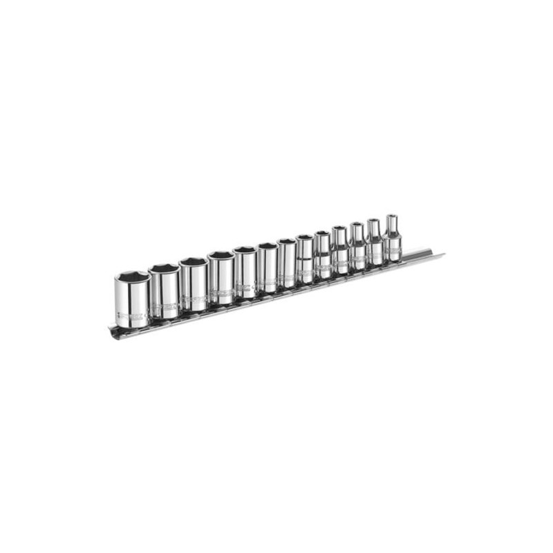 Jeu de 16 douilles de serrage 1/4" - 6 pans - de 4 - 4,5 - 5 - 5,5 - 6 - 7 - 8 - 9 - 10 - 11 - 12 - 13 - 14mm pour cliquet 1/4" - livré sur rack métallique "Expert by Facom" | E194675