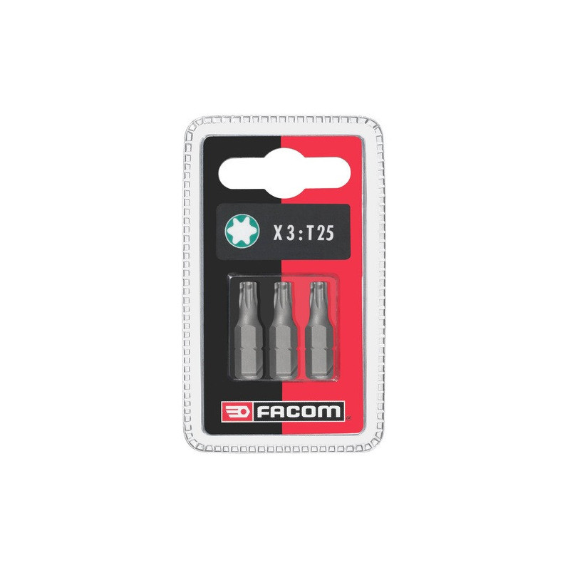 Jeu de 3 embouts de vissage standard série 1 - Torx (T15) - longueur 25mm Facom | EX115.J3