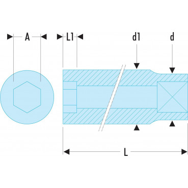 Douille 1/4" - longue 6 pans - 0.4mm - longueur 50.5mm Facom | R.10LA