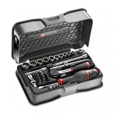 Coffret de douille Facom 1/4" 12 pans en pouce et embouts - 31 pièces - R.161B | R.161-4P12U