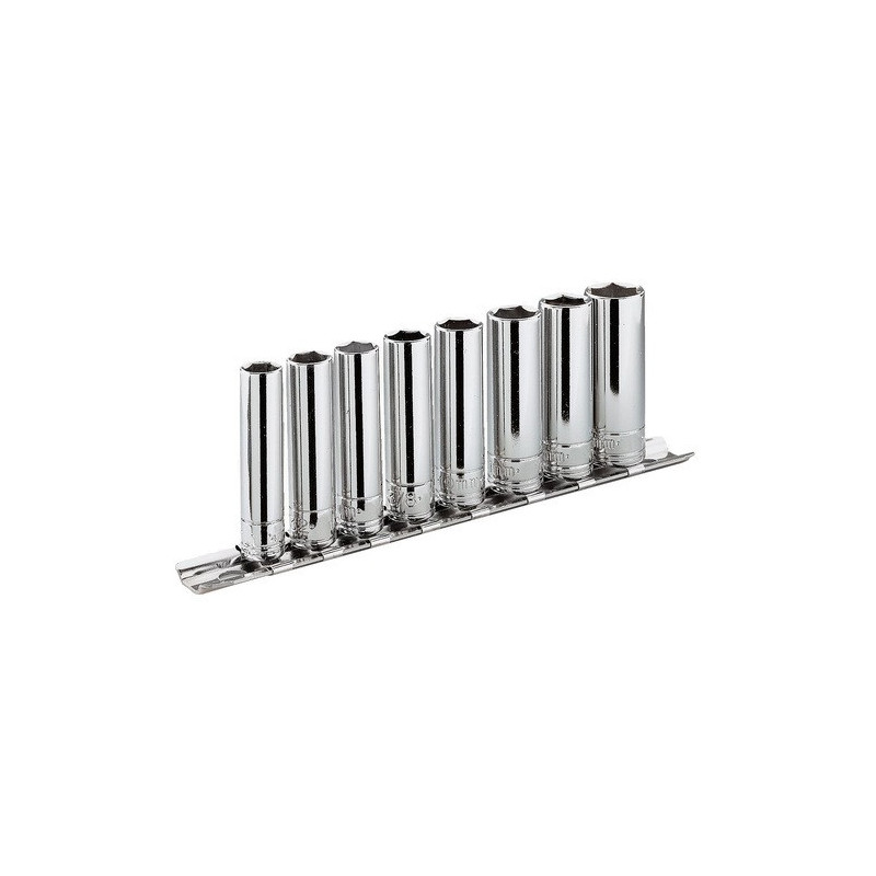 Jeu 10 douilles Facom 1/4" 12 pans en pouce sur rack - RB. 3/16" - 7/32" - 1/4" - 9/32" - 5/16" - 11/32" - 3/8" - 7/16" - 1/2" - 9/16" - 12mm | RB.40AU