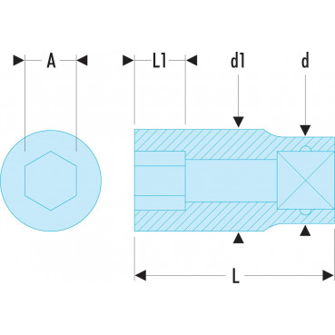 Douille 1/2" - 6 pans - 10mm - longueur 36mm Facom | S.10H