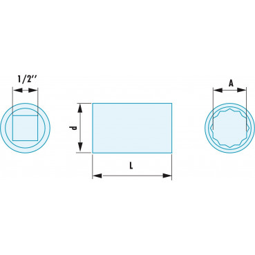 Douille 1/2" - 12 pans ADF - 10mm - longueur 40mm outillage Facom antidéflagrant, antimagnétique | S.10SR