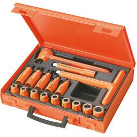 Coffret outillage électricien Facom avec cliquet isolé 1/2", douille isolées 1/2" et rallonge isolée 1/2", coffret de 17 outils 1/2" - isolés 1000 Volts série | S.401AVSE