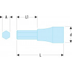 Image du produit : Douille Tournevis Facom 1/2" pour vis 6 pans creux - 6mm - longueur 60mm | STM.6