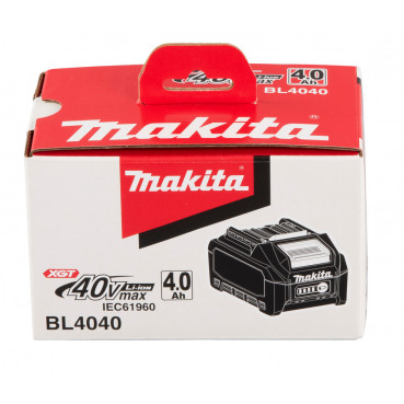 Batterie Makita XGT 4 Ah Lithium (Li-Ion) - 40 Volts MAX - 4 AH - BL4040 - charge moyenne 45min - poids 1kg | 191B26-6
