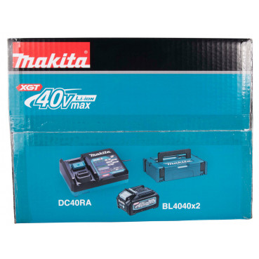 Pack Énergie Makita 40 Volts MAX - sans fil XGT Lithium-Ion (2 batteries + 1 chargeur) en coffret MAKPAC - 2 batteries 4Ah - charge moyenne 45min - poids 7,1kg | 191J97-1