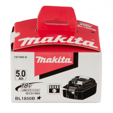 Batterie Makita Makstar Lithium (Li-Ion) 18 Volts - sans fil / 5 Ah - BL1850B ( témoin de charge intègré ) - poids 0,60kg | 197280-8