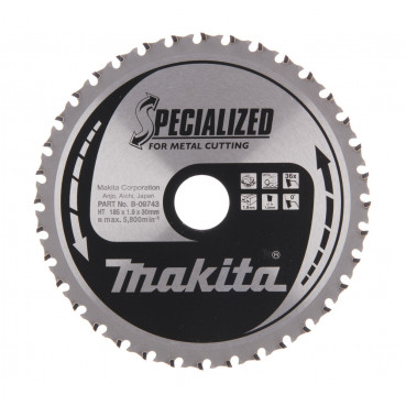 Lames carbures "Specialized" Métal, pour scies circulaires à métaux - diamètre 185mm - alésage 30mm - coupe-saignée 1,9mm - 36 dents Makita | B-09743