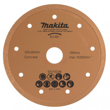 Disque diamant à jante continue, béton, à eau pour scie diamant - épaisseur 1,9mm - Hauteur segment 5,5mm Makita | B-21951