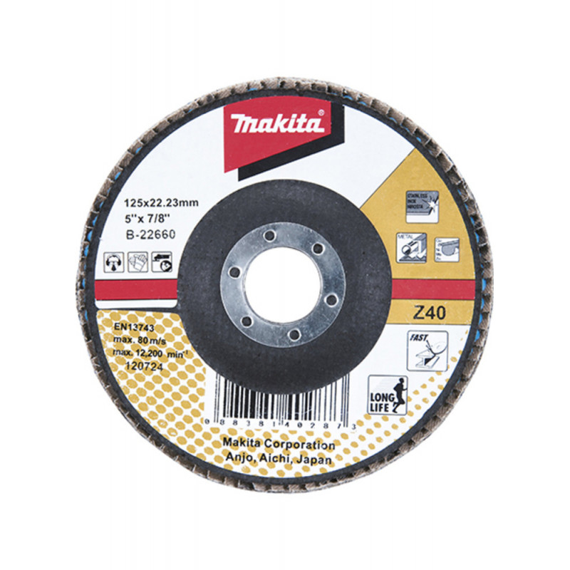 Disque à lamelles 125 x 22,23mm G40 - grain G40 - 1 pièce(s) Makita | B-22660