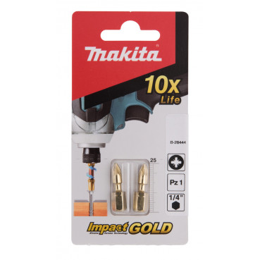 Embout de vissage Impact Gold, PZ1, 25mm par 2 - longueur totale 25mm Makita | B-28444