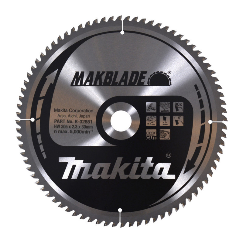 Lame de scie circulaire, Makblade T.C.T, 305 x 30mm 80 dents - diamètre 305mm - coupe-saignée 2,3mm Makita | B-32851