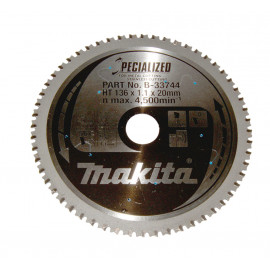 Lame de scie circulaire, alliage T.C.T spécialisé, 136 x 20mm 56 dents - diamètre 136mm - coupe-saignée 1,1mm Makita | B-33744