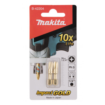 Embout de vissage Impact Gold ShorTon, PH3, 30mm - longueur totale 30mm - 2 pièce(s) Makita | B-42204