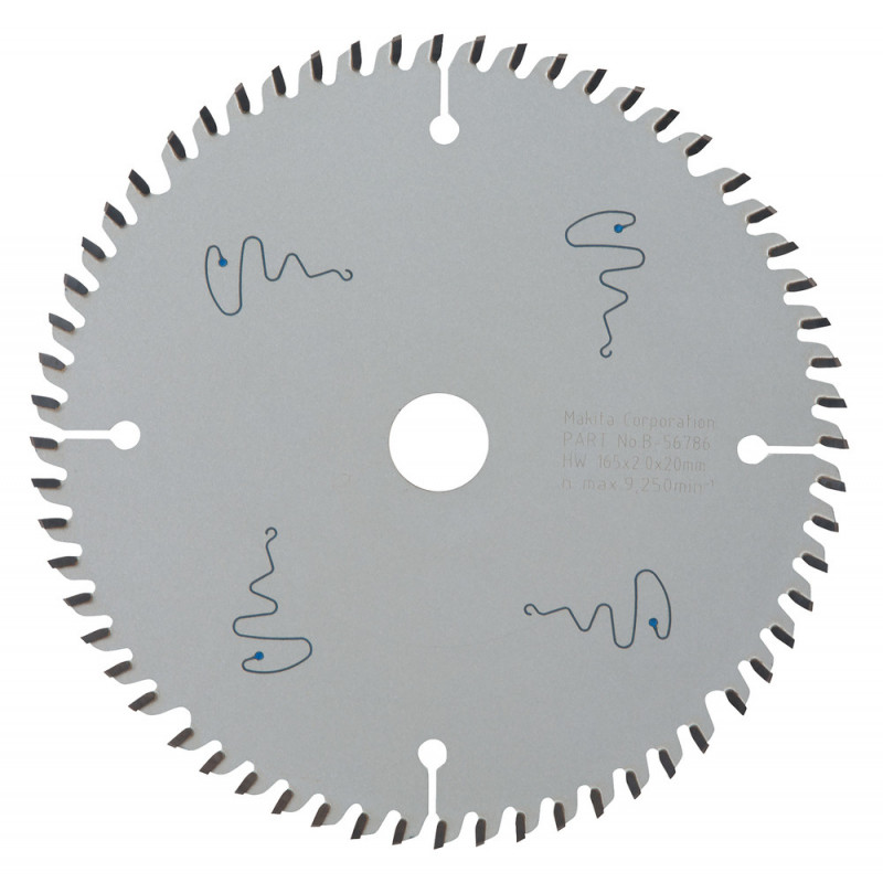 Lame de scie circulaire, alliage T.C.T spécialisé, 165 x 20mm 60 dents - diamètre 165mm - coupe-saignée 2mm Makita | B-56786