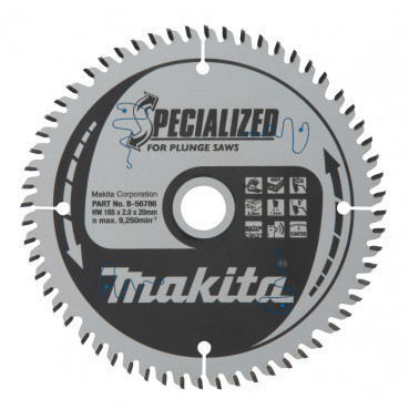 Lame de scie circulaire, alliage T.C.T spécialisé, 165 x 20mm 60 dents - diamètre 165mm - coupe-saignée 2mm Makita | B-56786