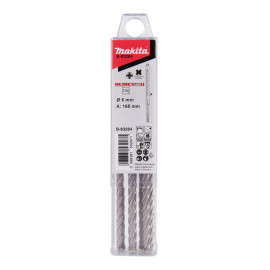 Foret béton Makita SDS-Plus 4 taillants TCT Nemesis II - diamètre 6mm - longueur totale 165mm - profondeur maxi de perçage 100mm - 10 pièce(s) | B-63264