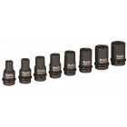 Image du produit : Coffrets 9 douilles pour boulonneuse à chocs 1/2" - diamètre 8, 10, 12, 13, 14, 16, 17, 19, 21mm - longueur totale 38mm Makita | B-66232