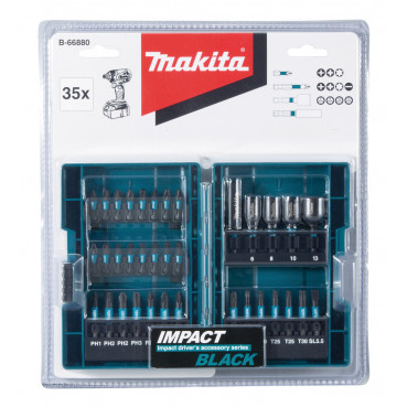 Coffret d'embouts de vissage Makita d'excellente qualité, 35 pièces dont douilles et embouts de tournevis torx, plats et cruciformes pour perceuse deviseuse à chocs | B-66880