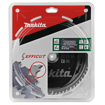 Lame de scie circulaire, T.C.T Efficut, 260 x 30mm 60 dents - diamètre 260mm - coupe-saignée 2,15mm Makita | B-67234