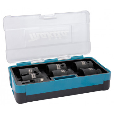 Coffret Makita de 6 douilles pour visseuse à chocs - diamètre 13, 17, 19, 21, 22, 24mm - longueur totale 38mm | B-69733