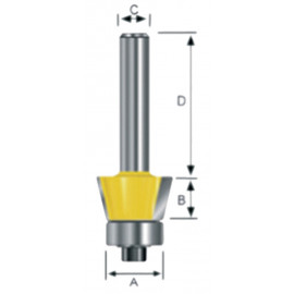 Fraise à chanfreiner (pour défonceuse) à roulement à billes 14,5 x 9,5 x 8mm 70° - diamètre 8mm - A1 14,5mm - L1 9,5mm Makita | D-10590