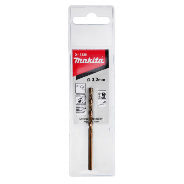 Foret à métaux HSS-Co 5% - diamètre 3,2mm - longueur totale 65mm - profondeur maxi de perçage 36mm - 1 pièce(s) Makita | D-17326