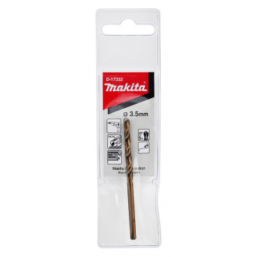 Foret à métaux HSS-Co 5% - diamètre 3,5mm - longueur totale 70mm - profondeur maxi de perçage 39mm - 1 pièce(s) Makita | D-17332