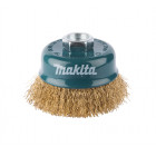 Image du produit : Brosse métallique fil acier laitonés et ondulés - diamètre 75mm - filetage M14 - diamètre du fil 0,3mm Makita | D-39768