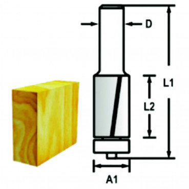 Fraise à affleurer (pour défonceuse) - diamètre 6mm - A1 12,7mm - L1 68,5mm - L2 26mm Makita | D-47715