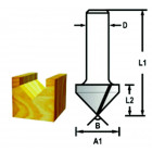 Image du produit : Fraise à rainurer en V 12,7mm - diamètre 12mm - A1 12,7mm - L1 54mm - L2 12,7mm Makita | D-47911