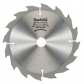 Lames carbure bois standard, pour scies circulaires - diamètre 165mm - alésage 20mm - coupe-saignée 1,5mm - 16 dents Makita | D-51079