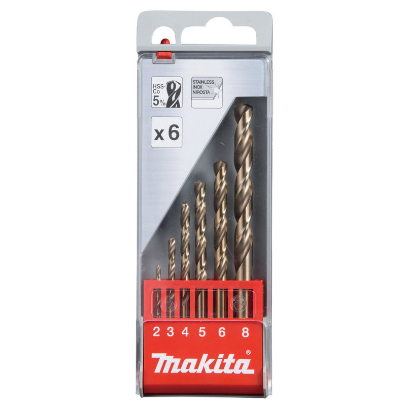 Coffrets de 6 foret à métaux HSS-Co 5% - diamètre 2 / 3 / 4 / 5 / 6 / 8mm - 6 pièce(s) Makita | D-57168