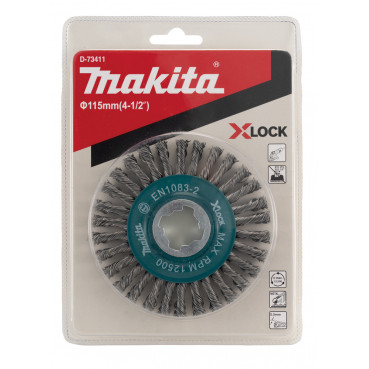 Brosse circulaire en fil d’acier, Fil torsadé (inclusions), 115mm X-LOCK - diamètre 115mm - filetage X-LOCK - diamètre du fil 0,5mm Makita | D-73411